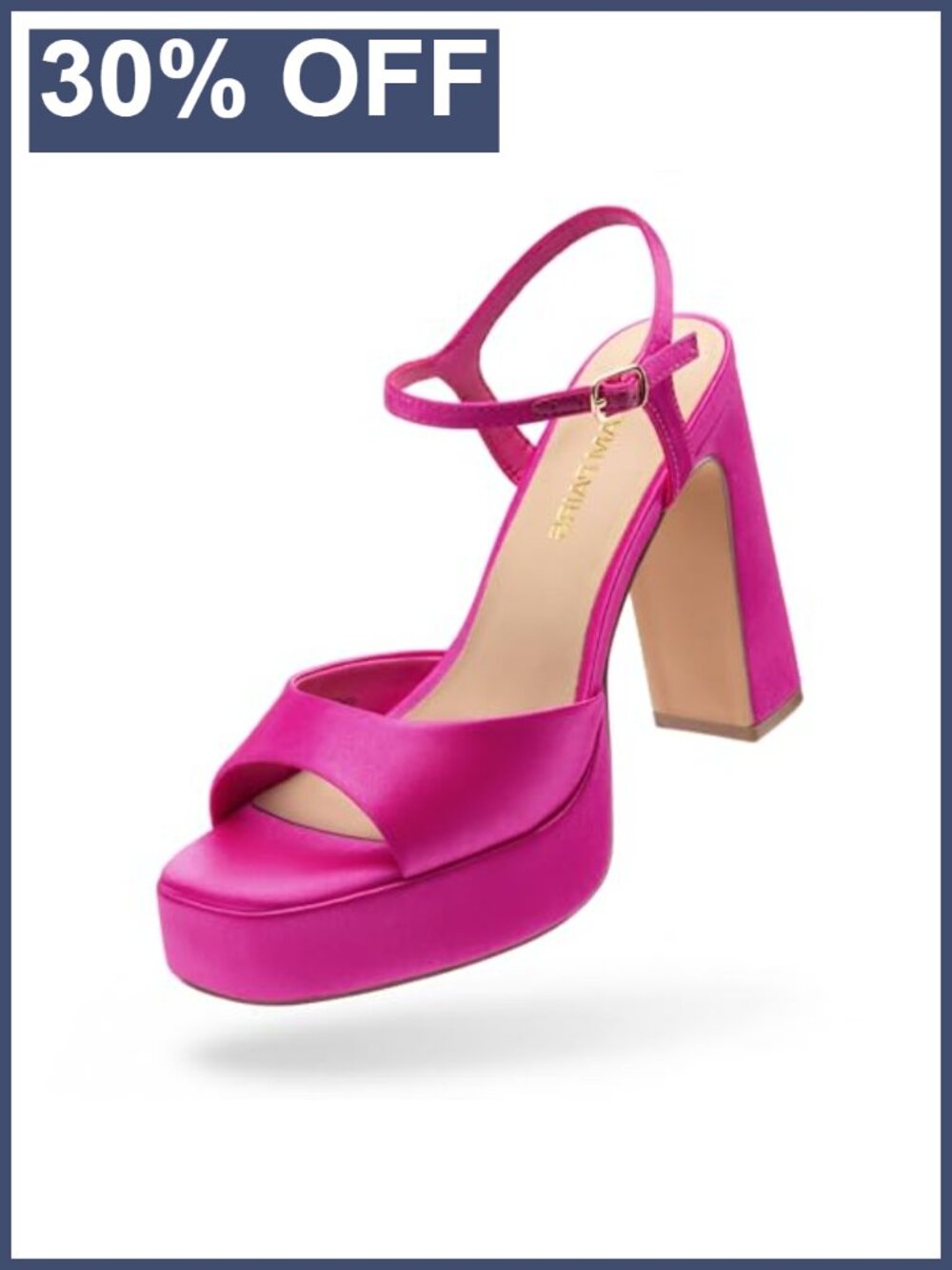 Women's Platform Block Heel Sandals Square Toe Ankle Strap Satin High Heels